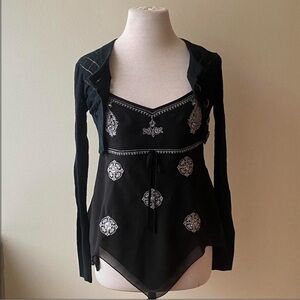 Vintage y2k embroidered babydoll top